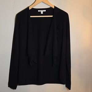 Autumn Cashmere Black Cascade Flower Artzy Cardigan NWOT
